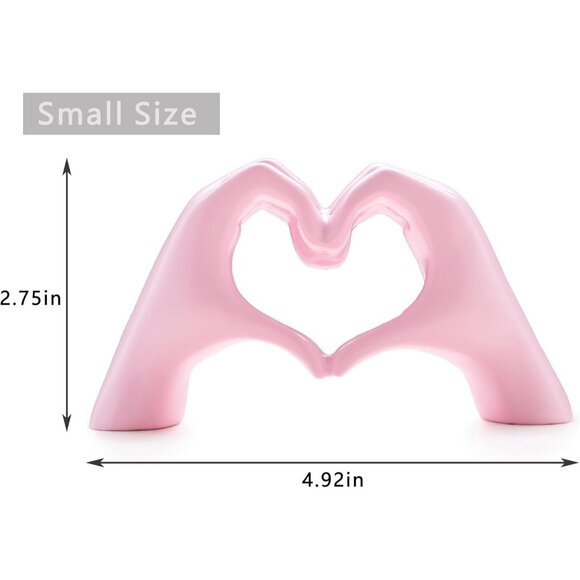 Small Pink Heart Hands Sculpture Decor for Living Room Bedroom Bookshelf - Picture 3 of 7